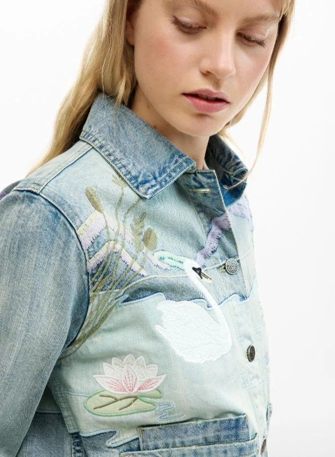 Desigual Blue Denim Patch Jacket for Women | Best Price UAE